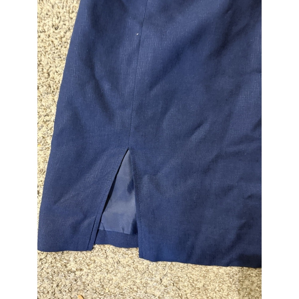 Pendleton Midi Skirt Size 10 Dark Blue Navy Rayan Linen Made In USA Lined - Picture 6 of 9